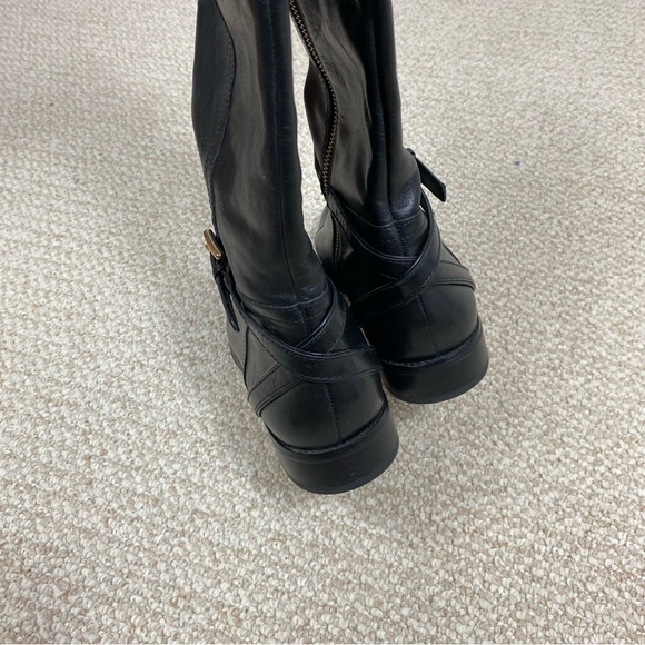 Coach Two Tone Leather Tall Riding Boots with Buckles - Picture 4 of 9